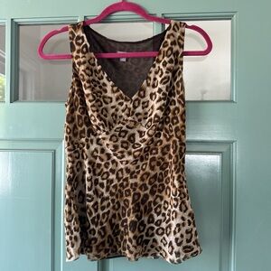 Ann Taylor Black and Brown Ruched Sleeveless Tank Top